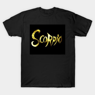 SCORPIO HOROSCOPE, BIRTH SIGN TAROT GOLD INK  ON BLACK T-Shirt